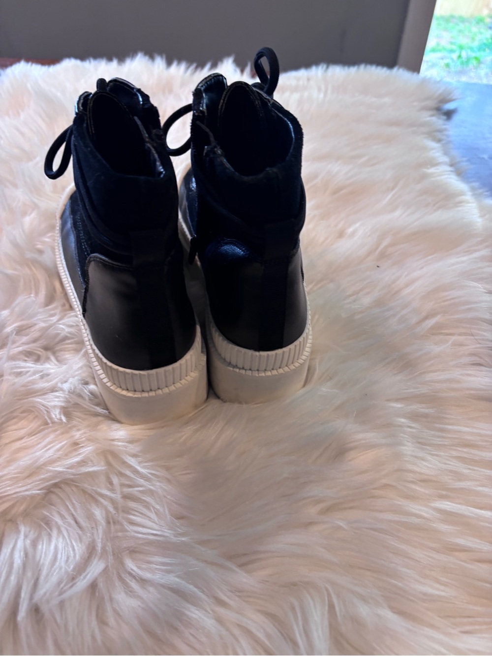 Gianni Bini Black and White Chunky Lug Sole Ankle Boots - Picture 5 of 8